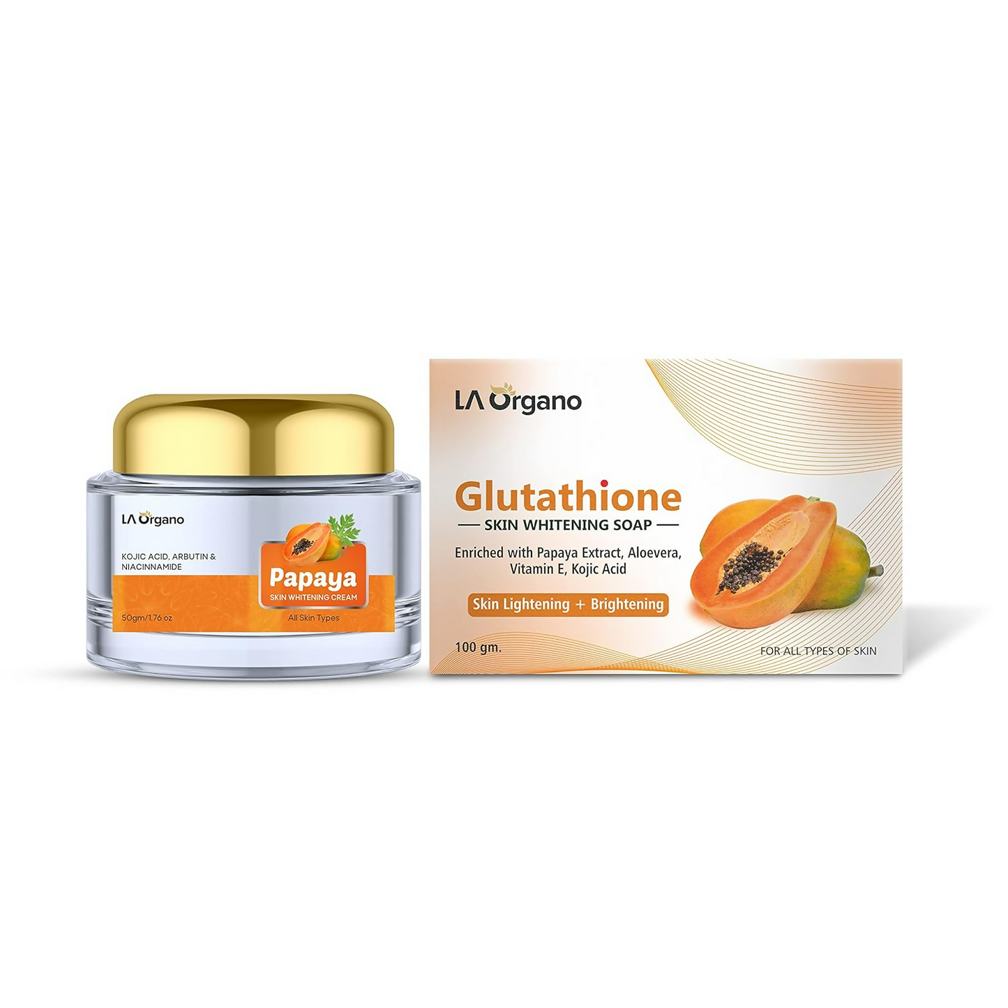 LA Organo Glutathione Papaya Soap and Papaya Cream Combo