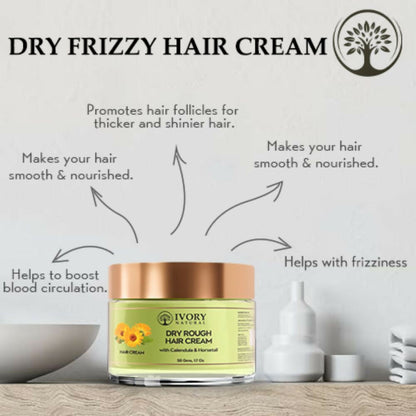 Ivory Natural Dry Frizzy Hair Cream - Detangles Hair, Manages Frizz And Scalp Dryness