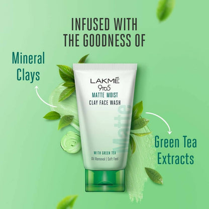Lakme 9to5 Matte Moist Clay Facewash With Green Tea