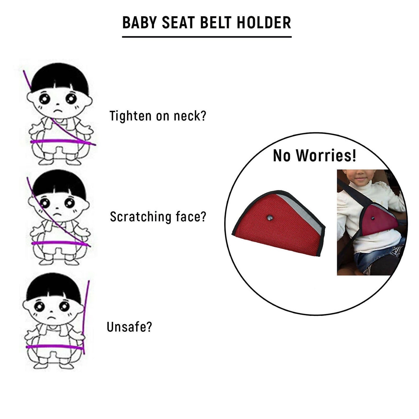 Safe-O-Kid Car Safety Essential, Seat Belt Holder/Shortener For Toddlers