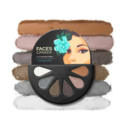 Faces Canada 6 In 1 Eyeshadow Palette - Smokey Diva