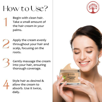 Ivory Natural Bald Cream For Hair For Stimulate Growth Of Hair, Avoid Thinning