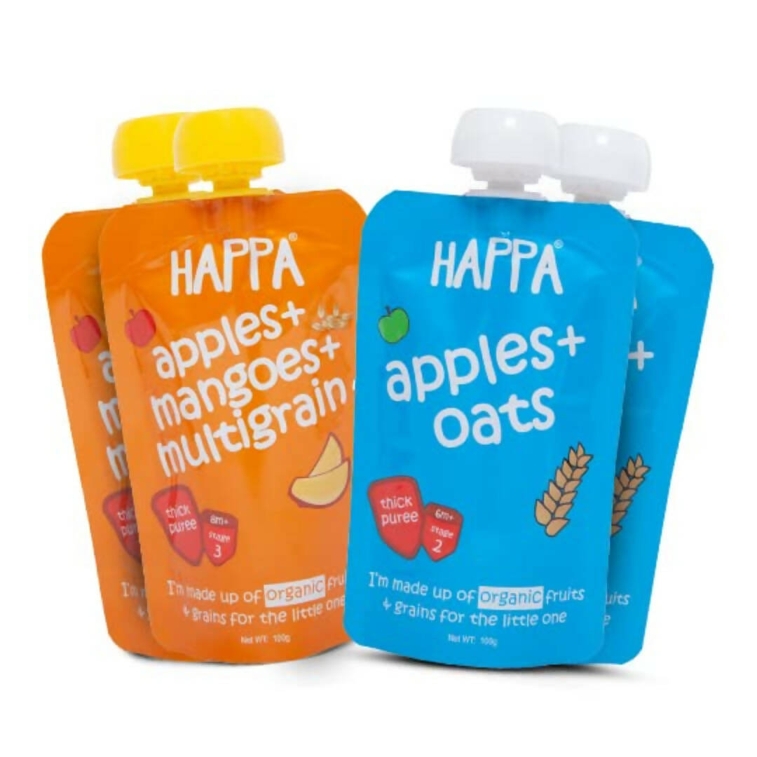 Happa Organic Baby Food Puree Grain and Fruit Blend Combo -  USA, Australia, Canada 