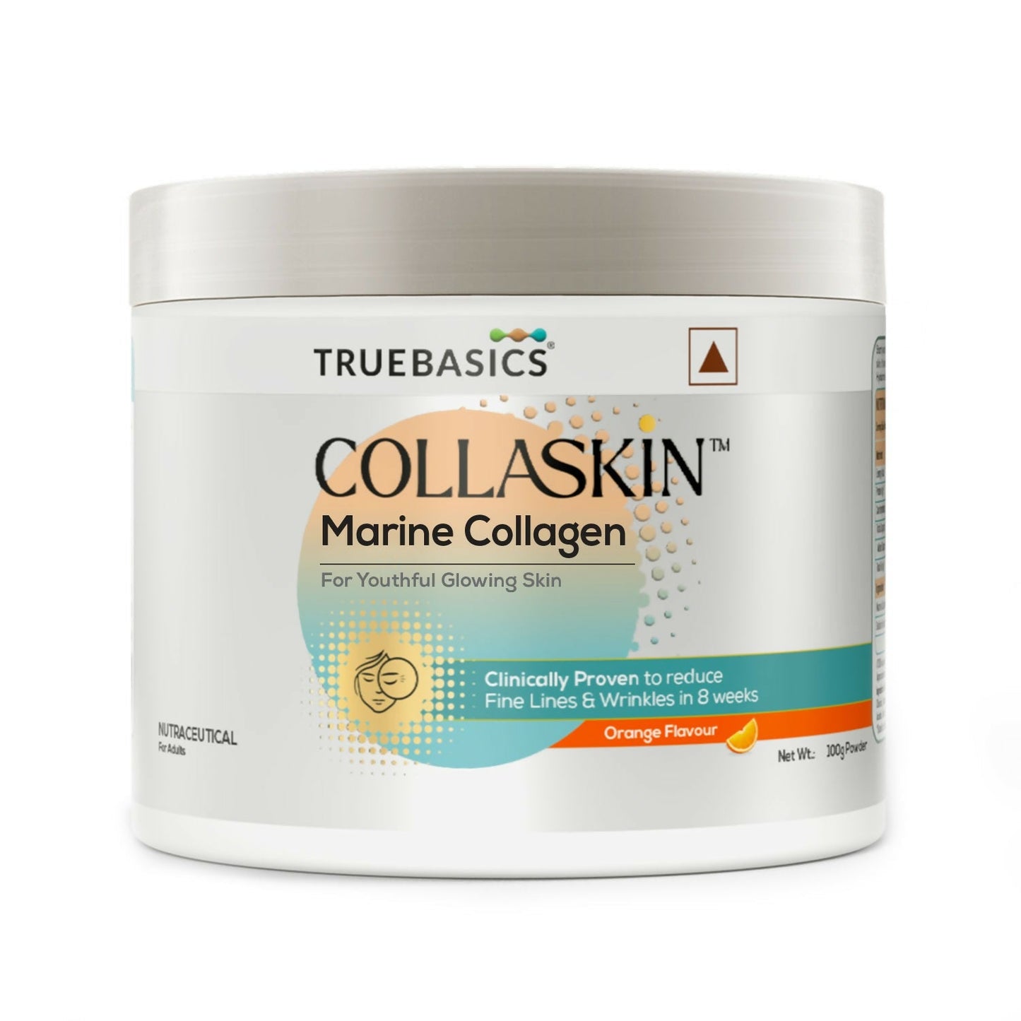 TrueBasics CollaSkin, Marine Collagen Peptides for Youthful Glowing Skin - Orange