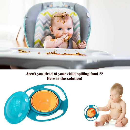 Safe-O-Kid 360 degree spill proof feeding Bowl for kids- Orange & Green Colour