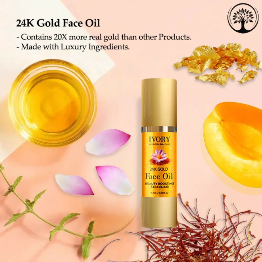 Ivory Natural 24K Gold Face Polish Oil For Luxurious Exfoliating And Rejuvenating Skincare