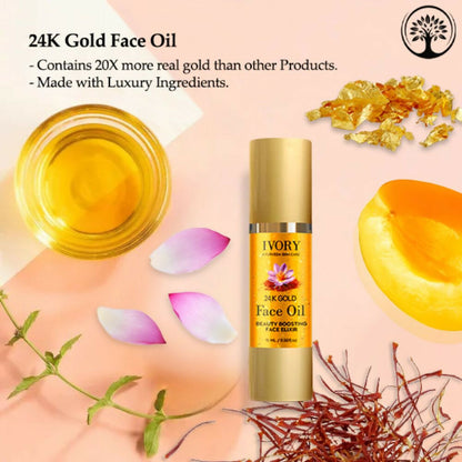 Ivory Natural 24K Gold Face Polish Oil For Luxurious Exfoliating And Rejuvenating Skincare