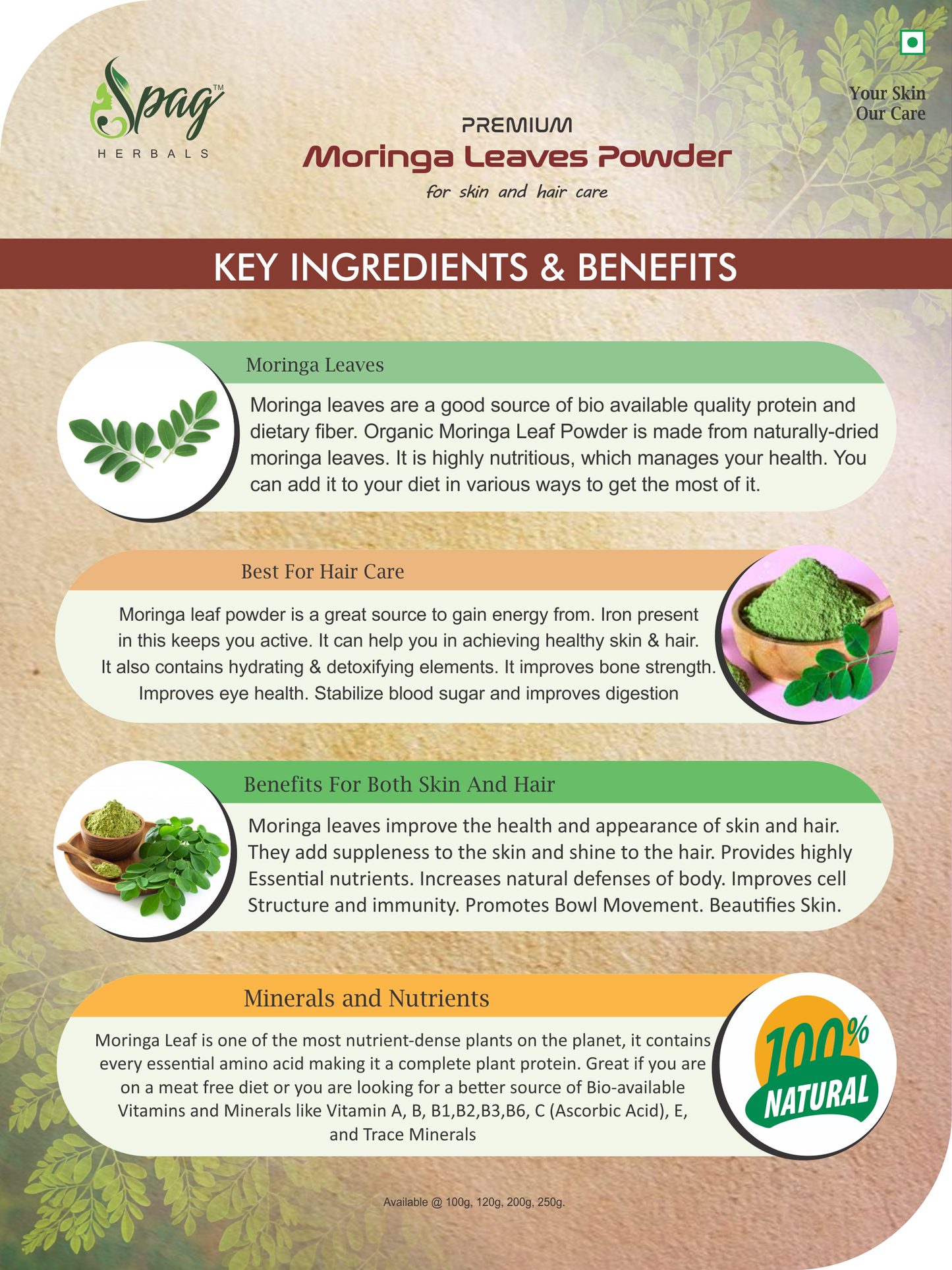Spag Herbals Premium Moringa Leaf Powder