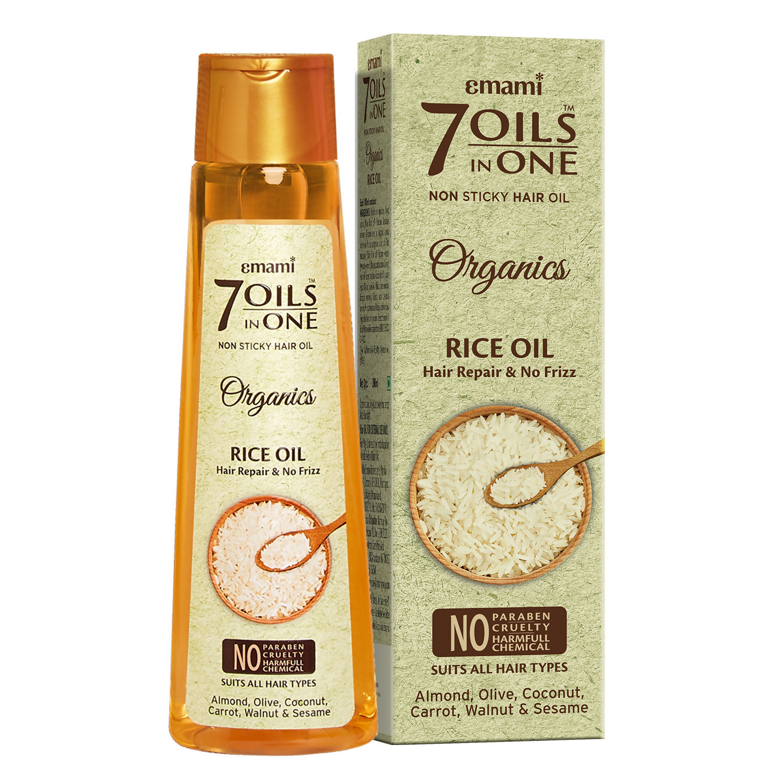 Emami 7 Oils In One Organics Rice Hair Oil - buy in usa, canada, australia 