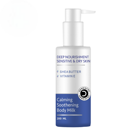 Dermistry Sensitive & Dry Skin Care Calming Soothing Body Milk Lotion Shea Butter & Vitamin E