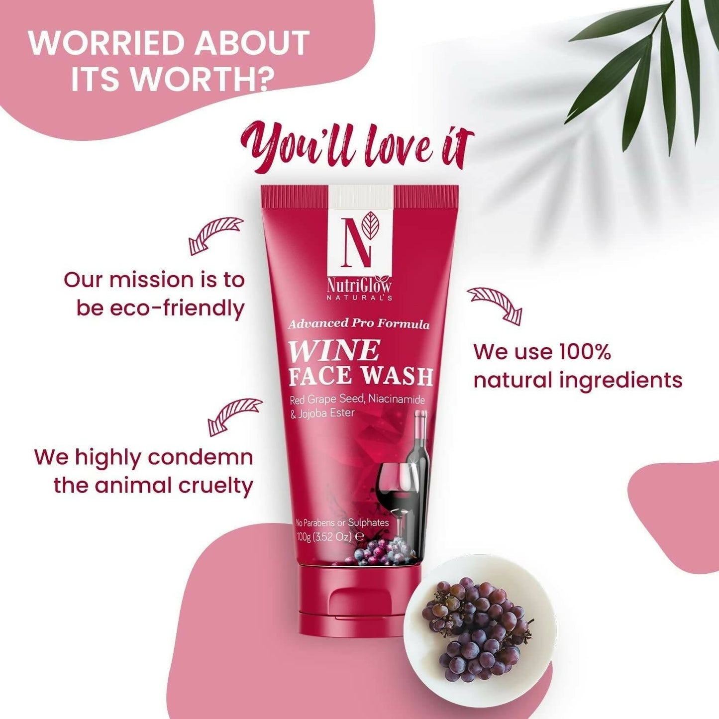 NutriGlow NATURAL'S Advanced Pro Formula Wine Face Wash