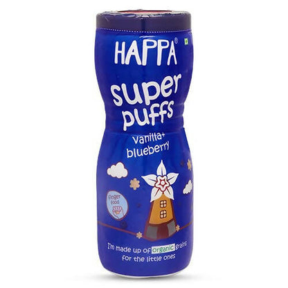Happa Multigrain Vanilla & Blueberry Melts Super Puffs (8 Months+) -  USA, Australia, Canada 