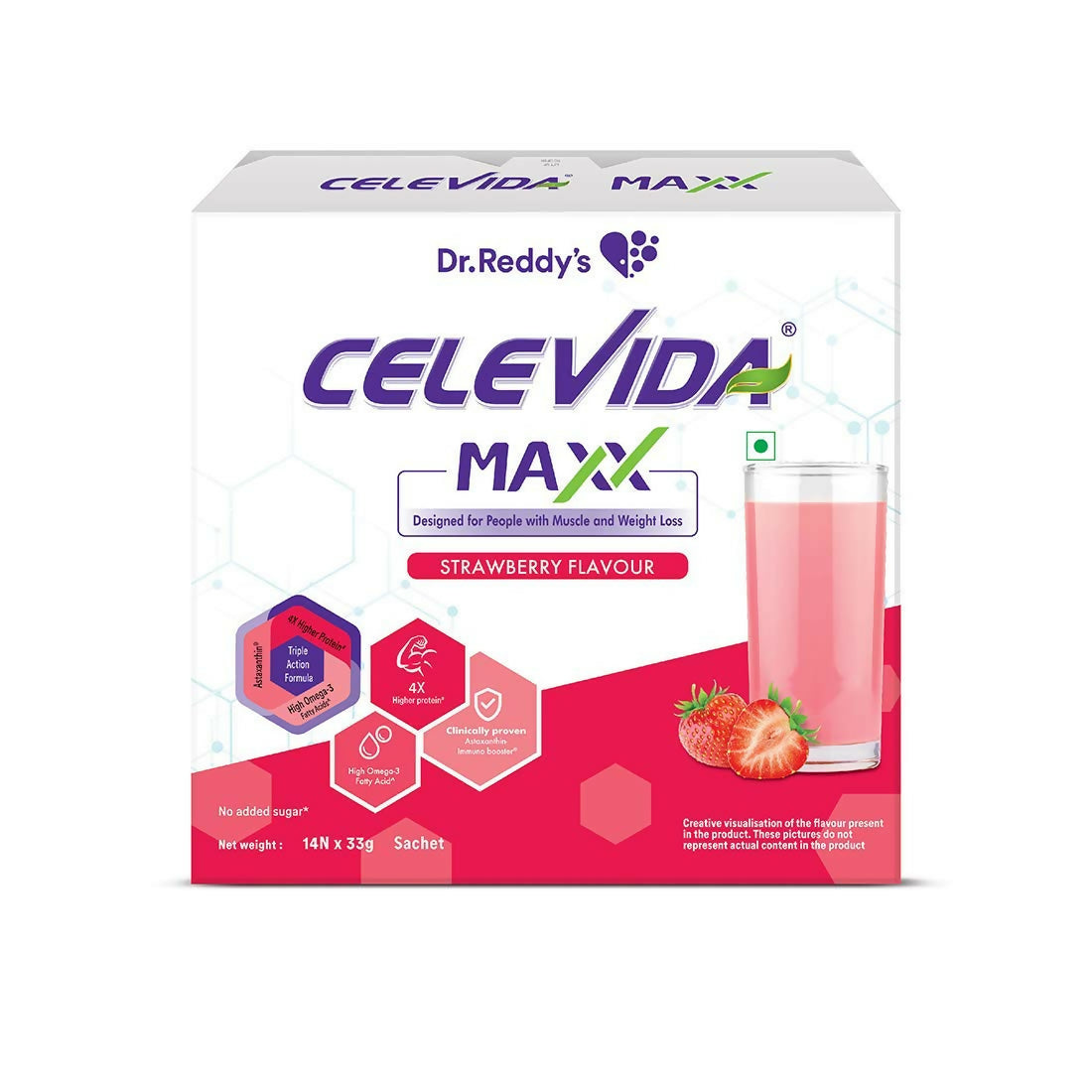 Celevida Maxx Nutrition Powder Sachets - Strawberry Flavor