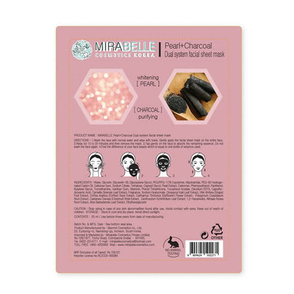 Mirabelle Korea Pearl + Charcoal Dual System Facial Sheet Mask