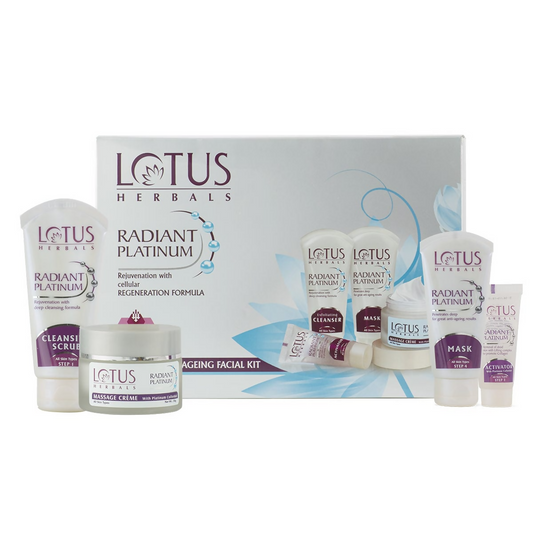 Lotus Herbals Radiant Platinum Cellular Anti-Ageing Facial Kit (170gm) - BUDNE