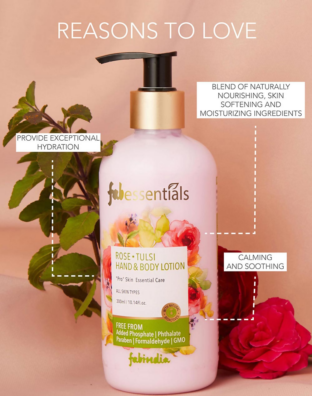 Fabessentials Rose Tulsi Hand & Body Lotion