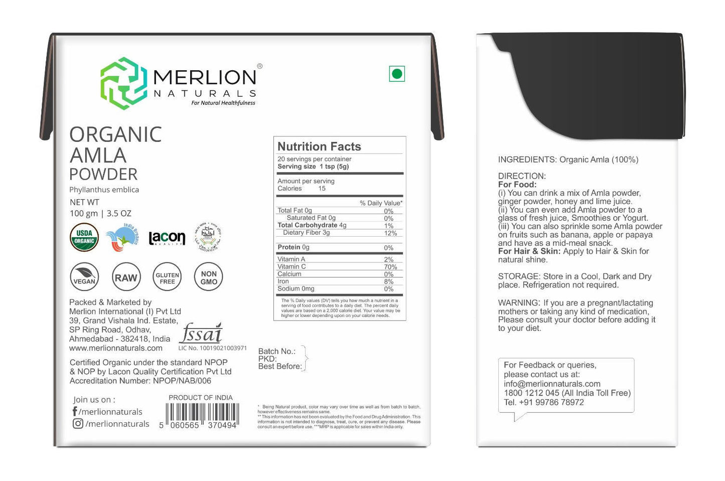 Merlion Naturals Amla Aritha and Shikakai Powder Combo