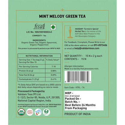 Vahdam Mint Melody Green Tea