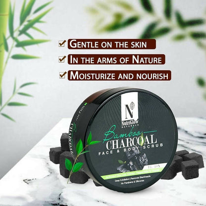 NutriGlow NATURAL'S Bamboo Charcoal Face & Body Scrub