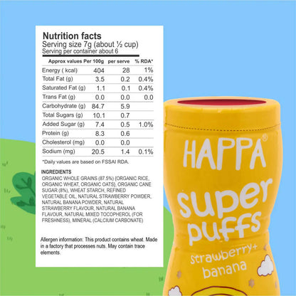 Happa Multigrain Strawberry & Banana Melts Super Puffs (8 Months+)
