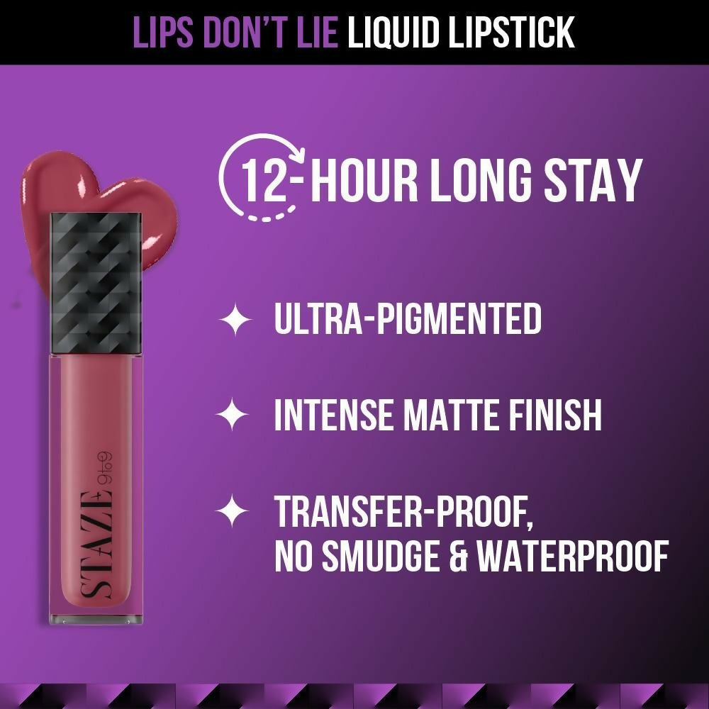 Staze 9to9 Lips Don't Lie Matte + Transferproof Liquid Lipstick - 02 Pink Mood On