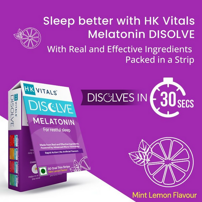 HK Vitals Disolve Melatonin Strips - Mint Lemon Flavour