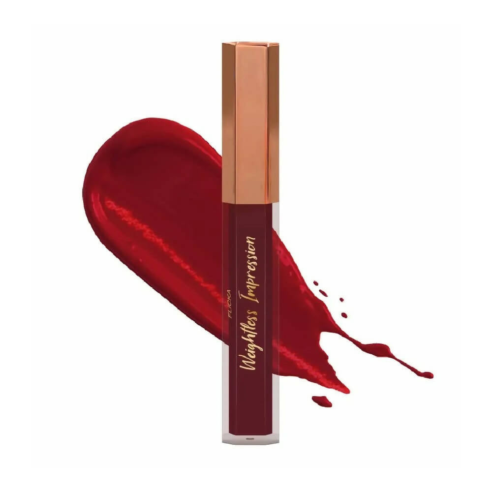 FLiCKA Weightless Impression 04 April - Maroon Matte Finish Liquid Lipstick - BUDNE