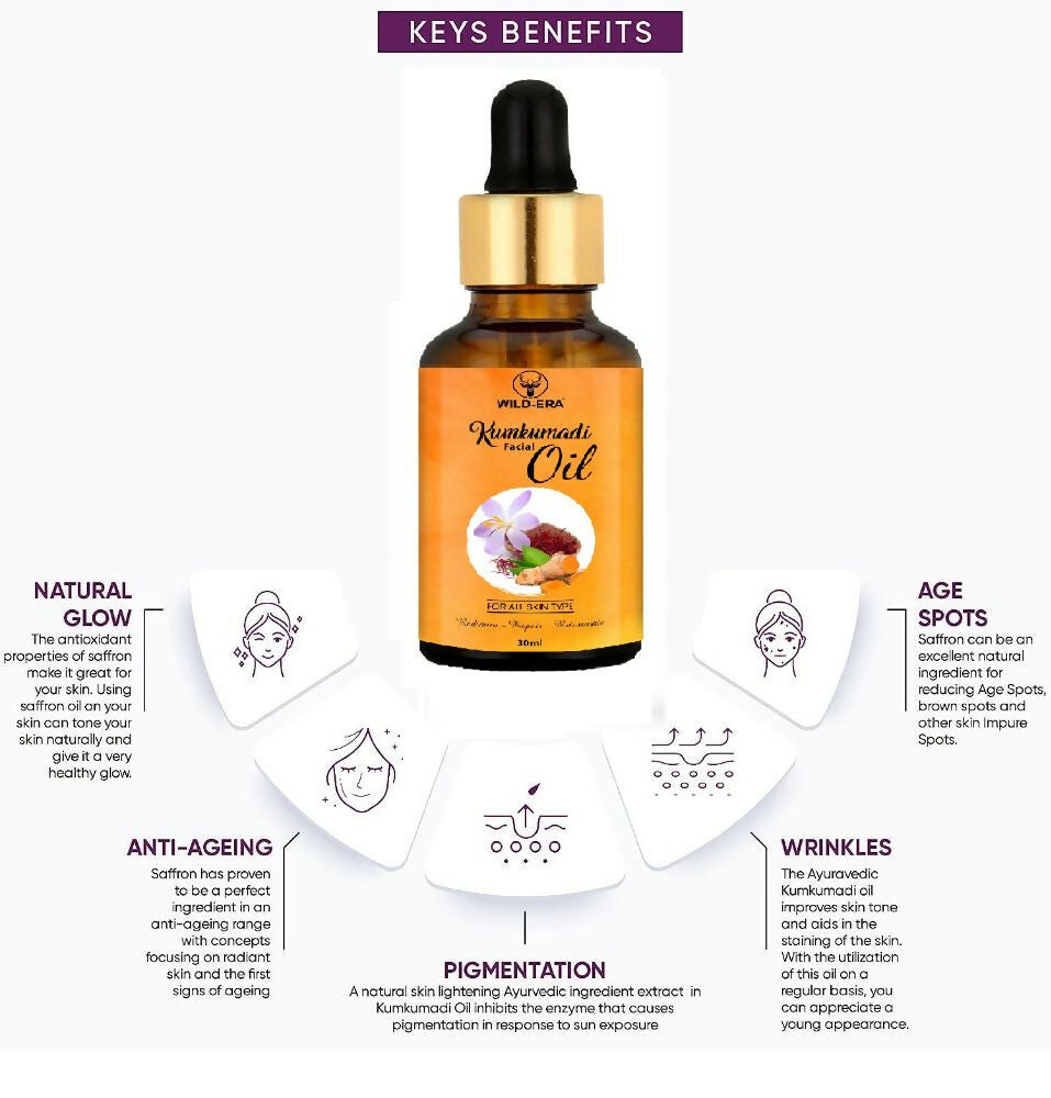 Wildera Kumkumadi Facial Oil For Glowing, Skin Nourishment