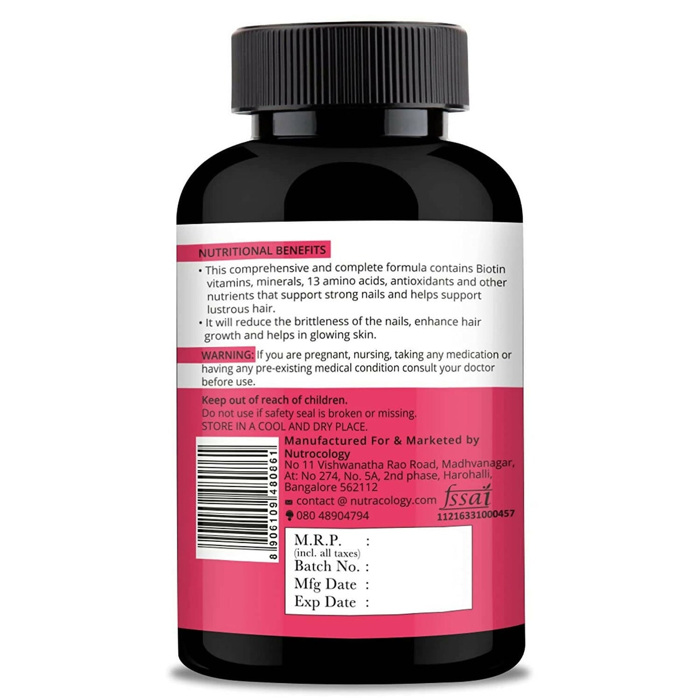 Nutracology Hair Skin & Nails For Hair Growth, Glowing Skin & Strong Nails Tablets