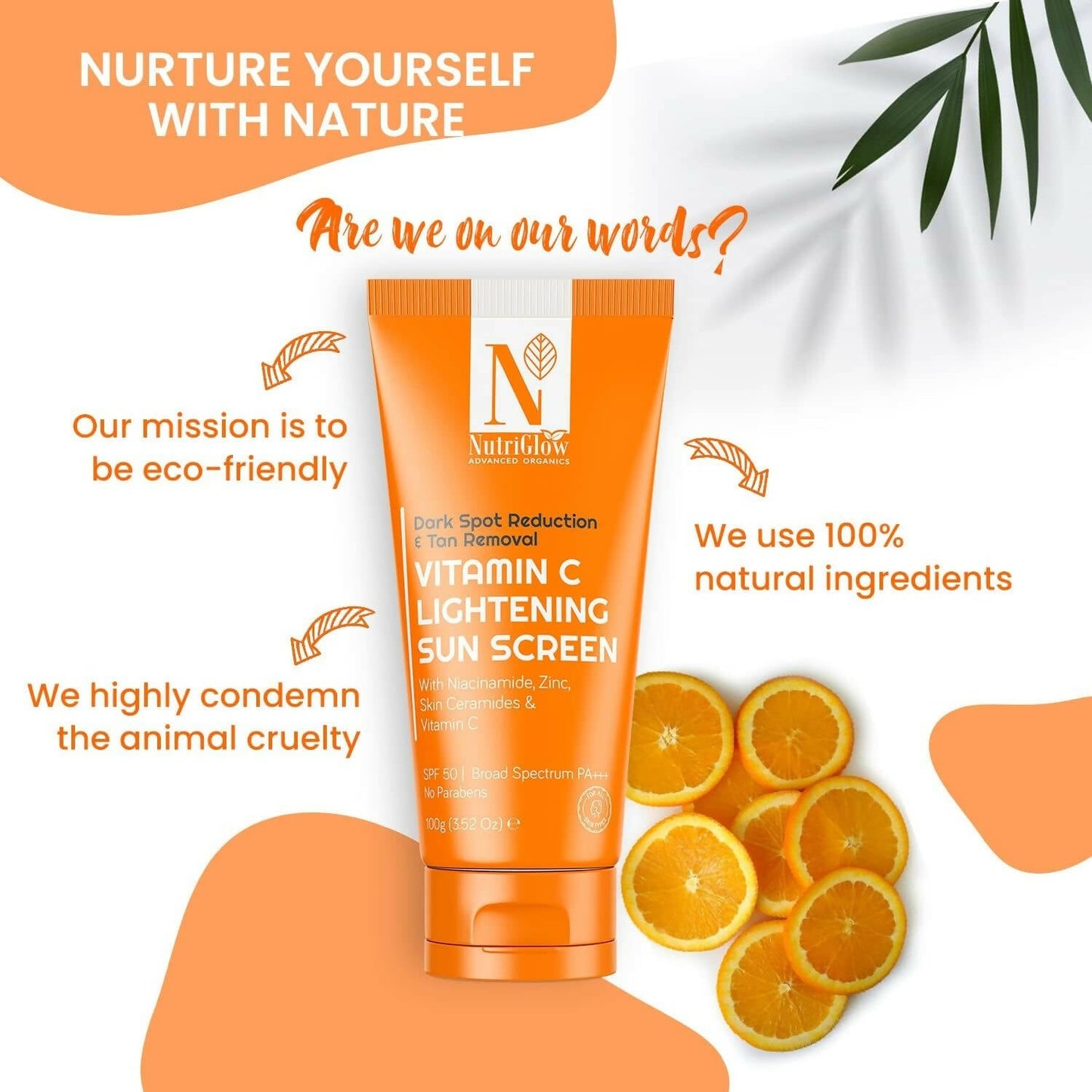 NutriGlow Advanced Organics Vitamin C Lightening Sunscreen SPF50 PA+++