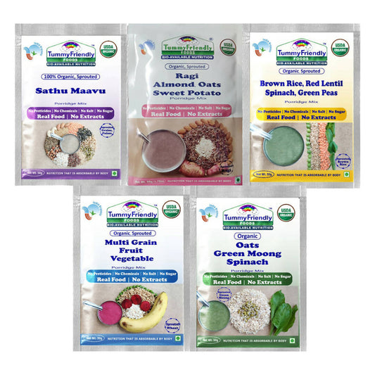TummyFriendly Foods Organic Stage3 Sprouted Porridge Mixes Trial Packs Combo -  USA, Australia, Canada 