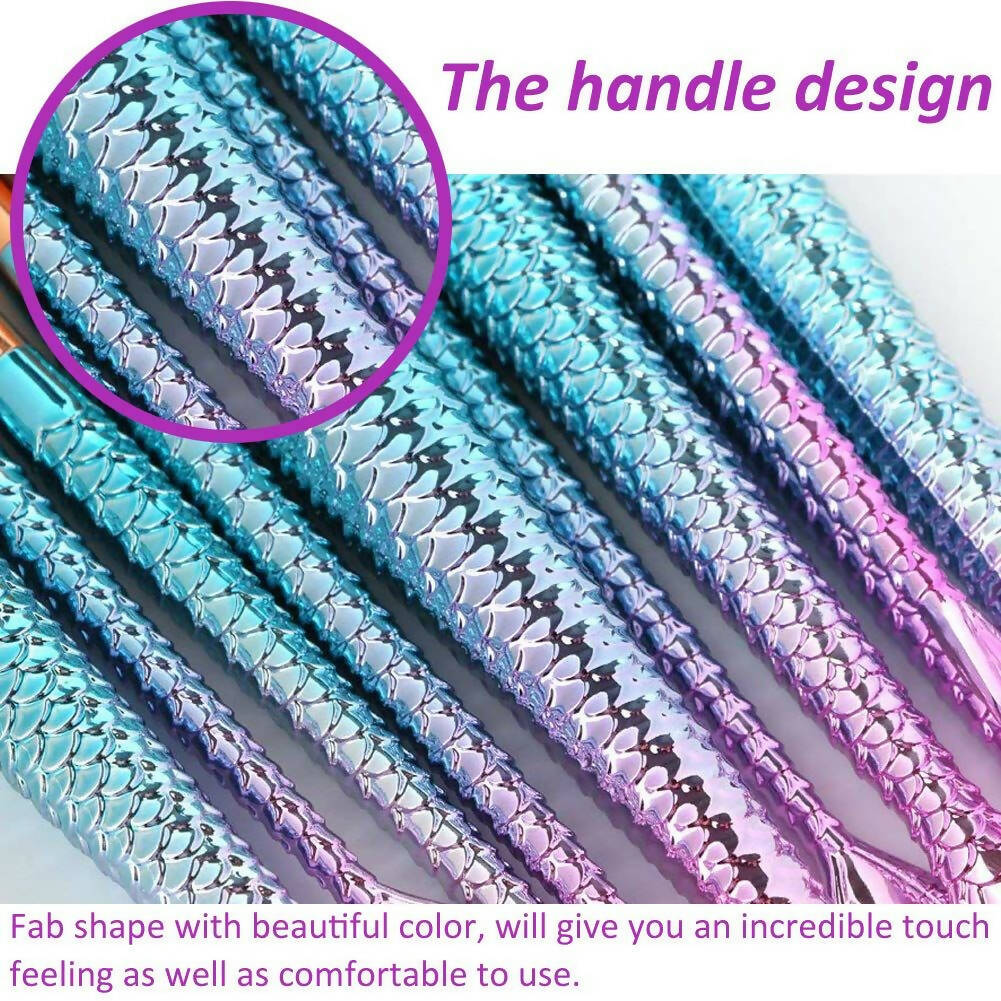 Favon Pack of 4 Professional Mermaid Shaped Makeup Brushes