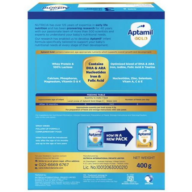 Aptamil Gold Follow-Up Formula Stage 3 Powder (From 12 Months Onwards)