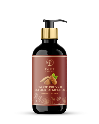 Ivory Natural Wood Pressed Organic Almond Oil , Premium Extra Virgin Oil - For Radiant Skin, Hair Wellness