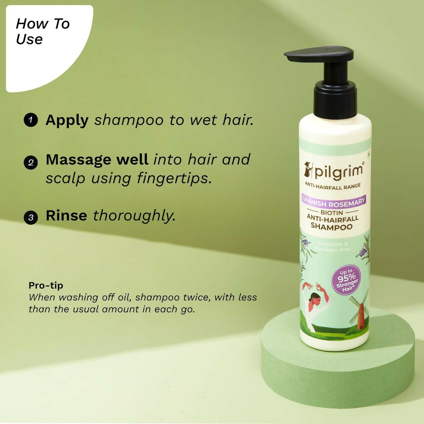 Pilgrim Spanish Rosemary & Biotin Anti Hairfall Shampoo For Reducing Hair Loss & Breakage