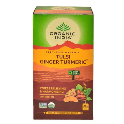 Organic India Tulsi Ginger Turmeric 25 Tea Bags