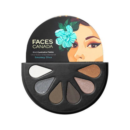 Faces Canada 6 In 1 Eyeshadow Palette - Smokey Diva - BUDNE