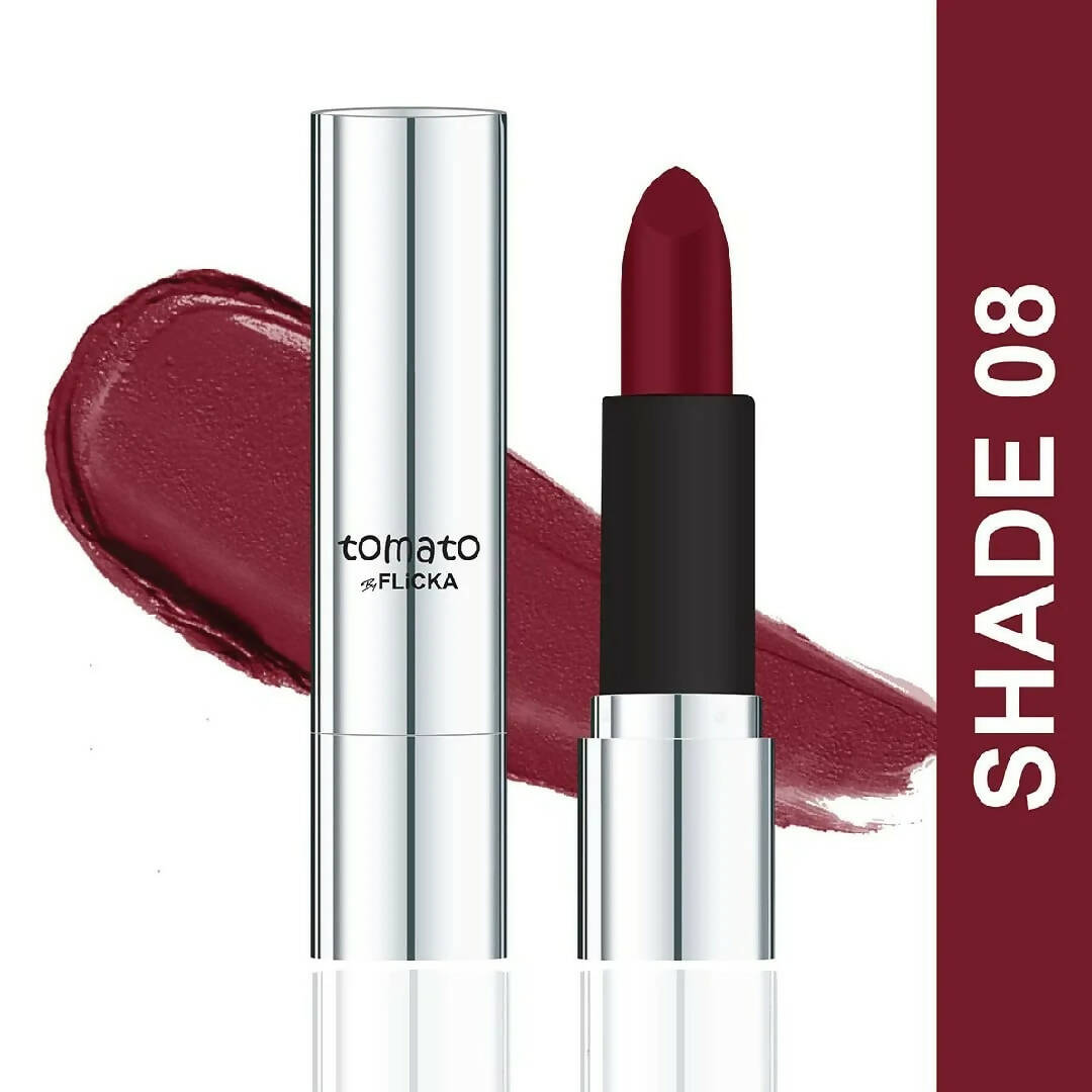 Flicka Tomato Maroon Matte Finish Lipstick Shade 08