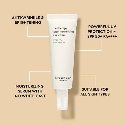 The Face Shop The Therapy Vegan Moisturizing Sun Serum SPF 50+