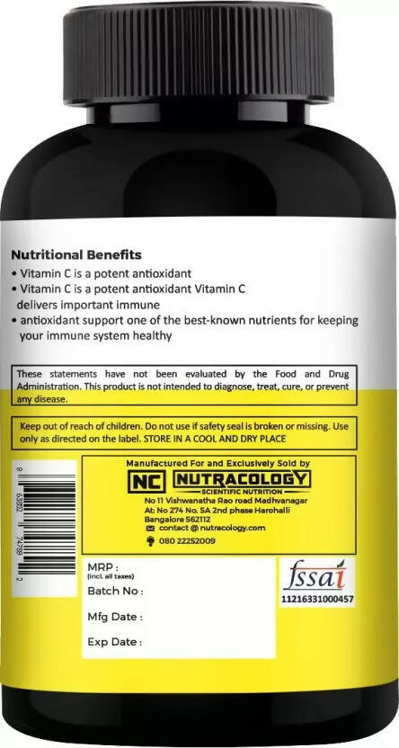 Nutracology Vitamin C 1000mg with Citrus Bioflavonoids for Immunity & Glowing Skin Tablets