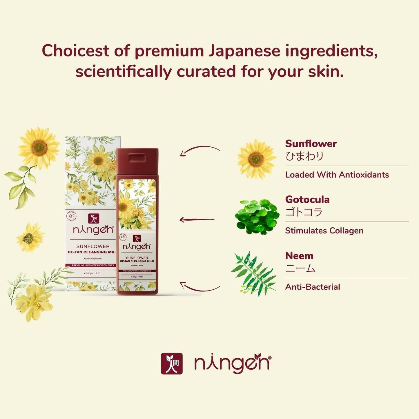 Ningen Sunflower De-Tan Cleansing Milk Cream