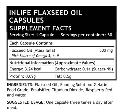 Inlife Flaxseed Oil Capsules With Gelatin