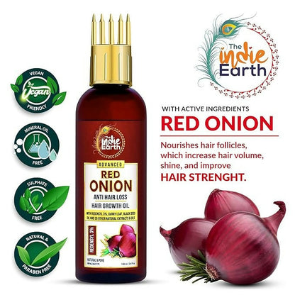 The Indie Earth Advanced 3% Redensyl Red Onion Anti Hair Loss & Hair Growth Oil