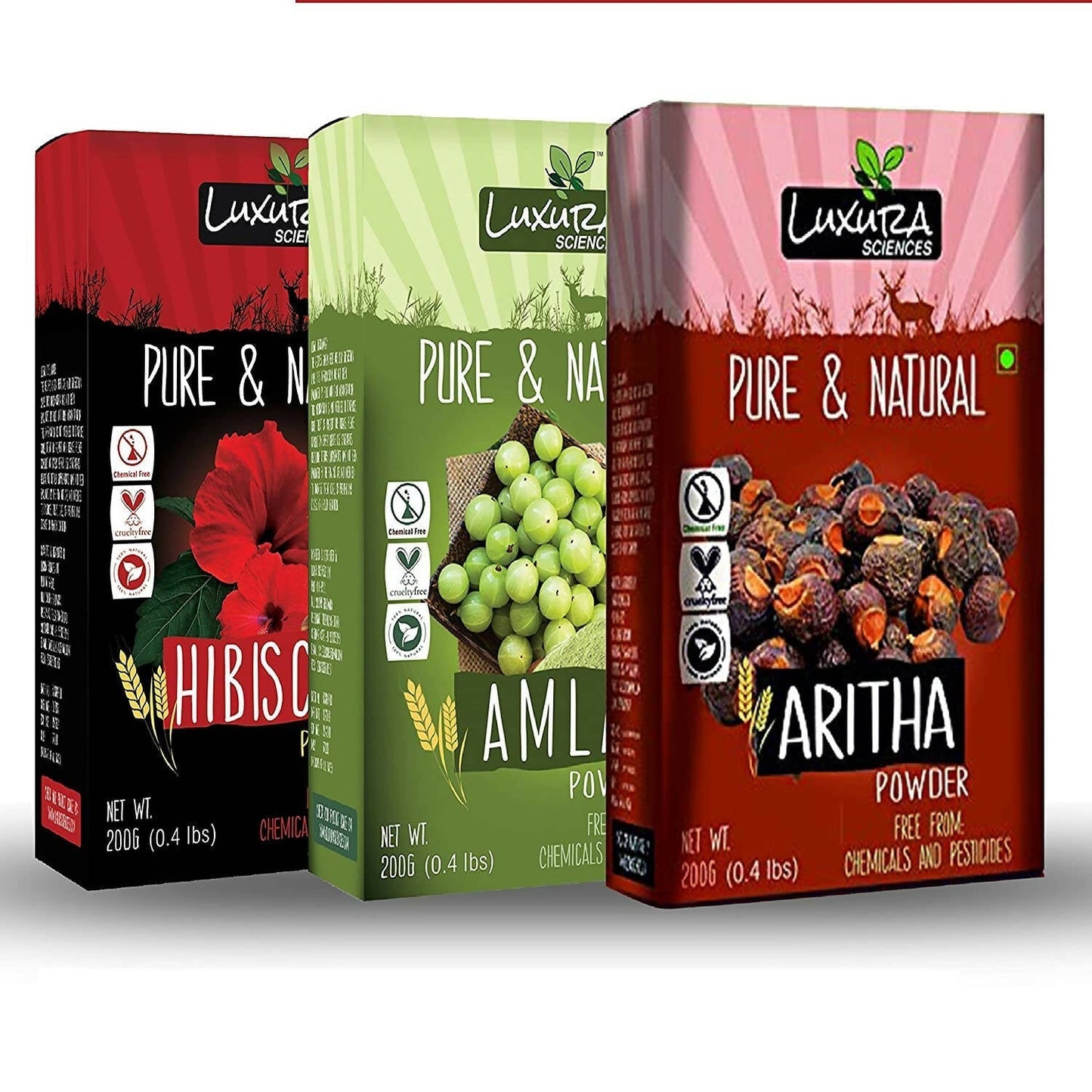 Luxura Sciences Natural Hair Care for Hair Thickening - Hibiscus + Amla + Aritha