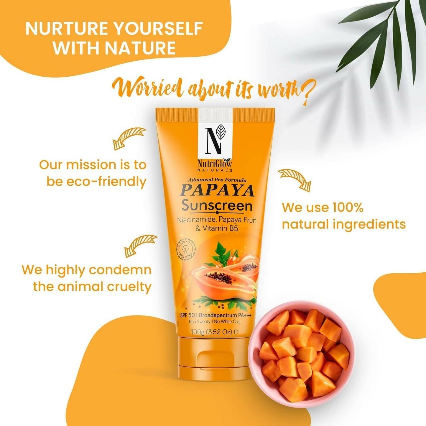 NutriGlow NATURAL'S Advanced Pro Formula Papaya Sunscreen SPF 50 PA+++