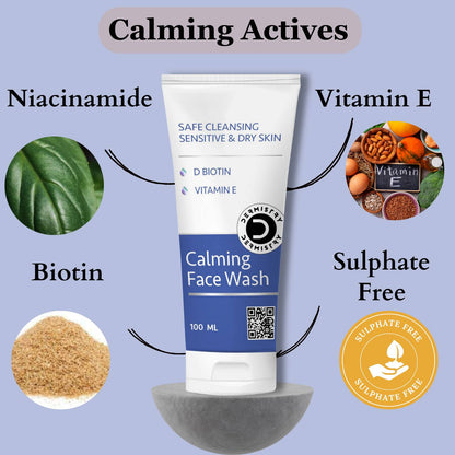 Dermistry Sensitive & Dry Skin Calming Face Wash & Calming Soothening Face Cream