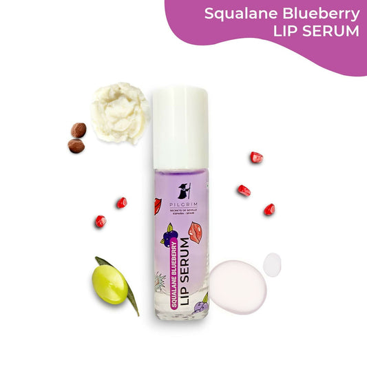 Pilgrim Spanish Lip Serum (Blueberry) with Roll-on For Visibly Plump Lips, Hydrating Lip Serum For Dark Lips