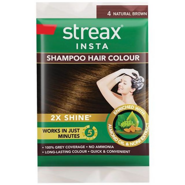 Streax Insta Shampoo Hair Color - Natural Brown - BUDNE