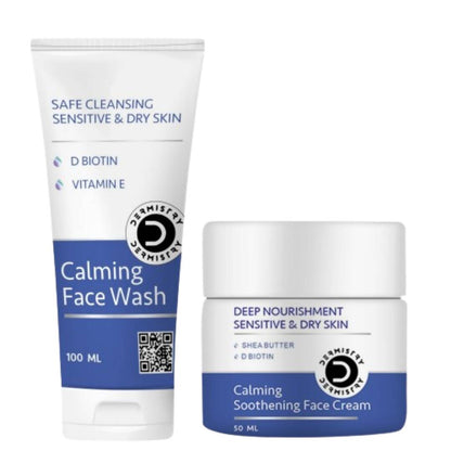 Dermistry Sensitive & Dry Skin Calming Face Wash & Calming Soothening Face Cream