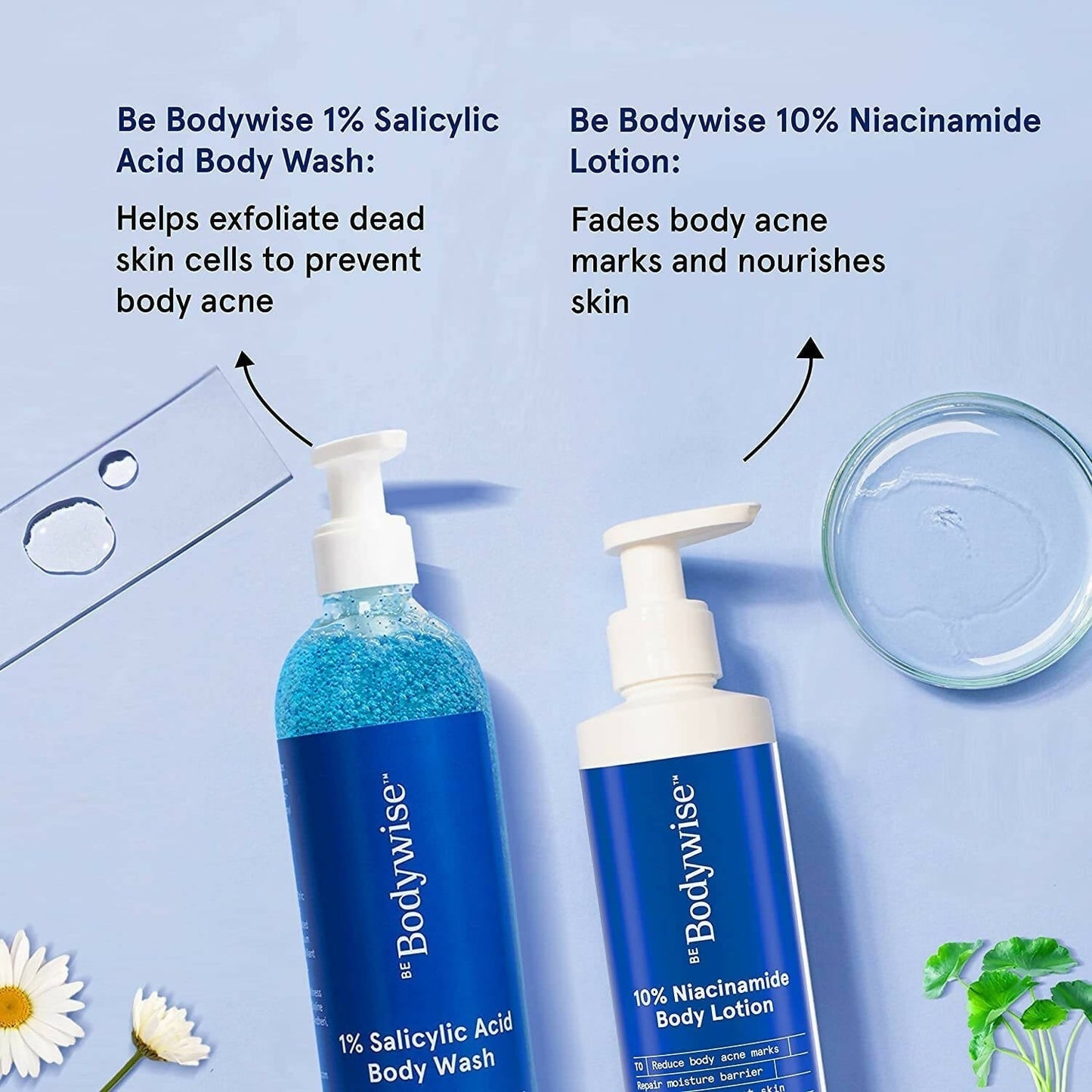 BeBodywise 1% Salicylic Acid Body Wash and 10% Niacinamide Body Lotion